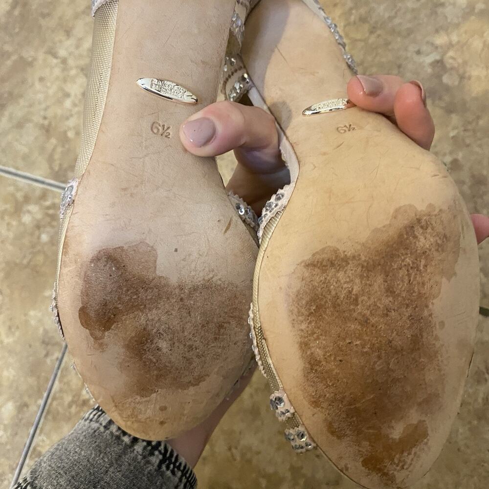 BHLDN Badgley Mischka Marla Peep Heels Embellished Nude Peep toe Pumps Size 6.5 - Picture 8 of 9